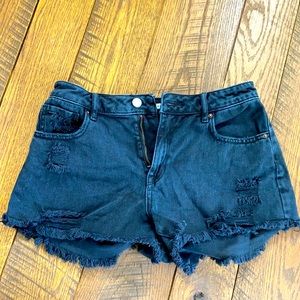Pacsun black ripped jean shorts
